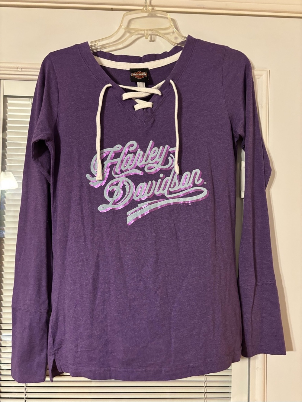 Harley-Davidson Purple Hooded Lace-Up Top  🏍️